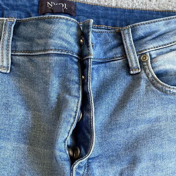 NYDJ Sheri Slim Pants Women Size 16 Blue Pockets Button Snap Fly Stretch - Picture 7 of 14